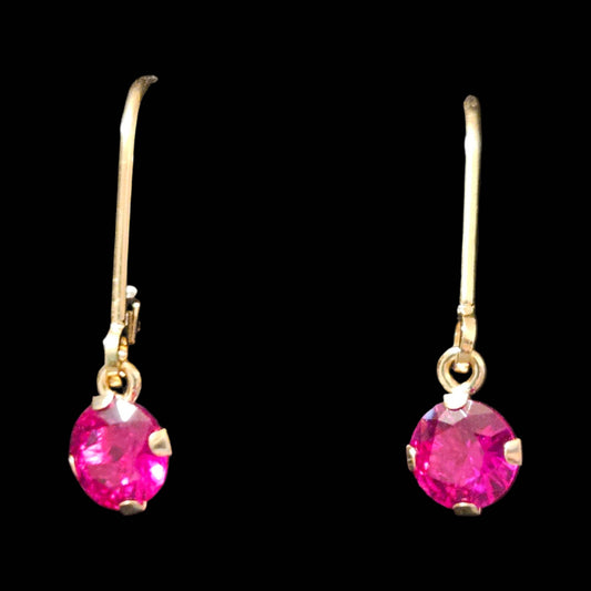 VMA Luxe Vault · 10k Solid Italian Gold Dangle Earrings with Natural Ruby