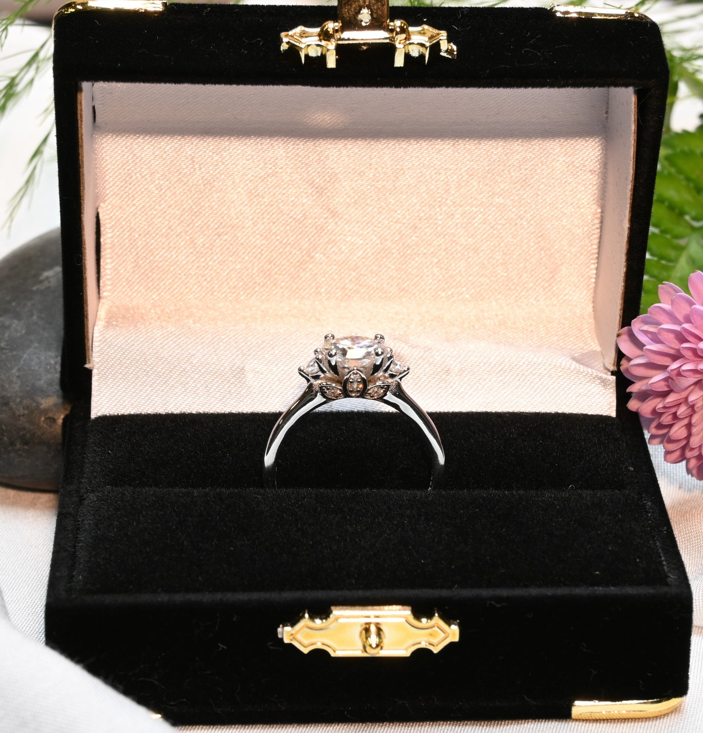 Pure Brilliance · 2ct Tapered Multi-Stone Moissanite Ring · Sterling Silver · Size 9