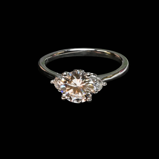 Pure Brilliance · 2ct Tapered Multi-Stone Moissanite Ring · Sterling Silver · Size 9