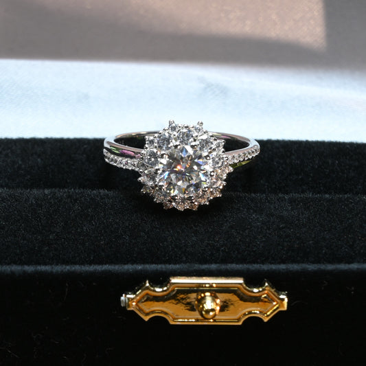 Celestial Charm · 1ct Moissanite Snowflake Ring · 10-Prong · Sterling Silver · Size 8.25