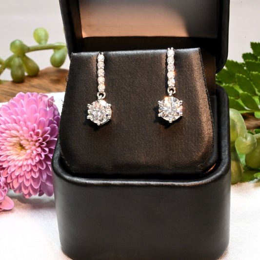 Pure Brilliance · 2ct Moissanite Dangle Earrings · Sterling Silver