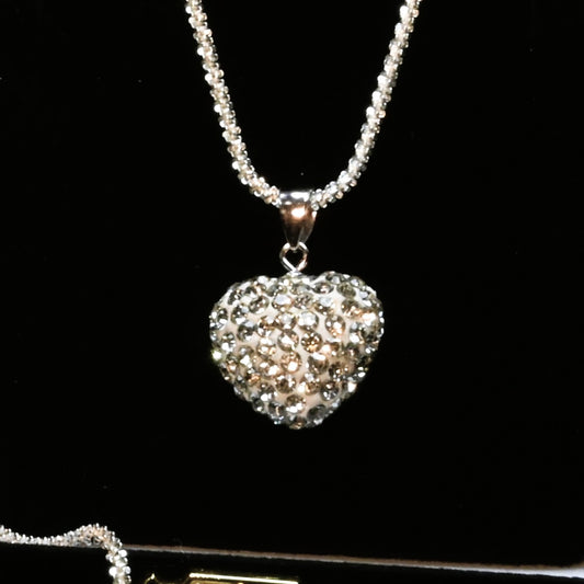 Essential Elegance · Italian Rock Necklace with 3D Heart · Sterling Silver · 16in