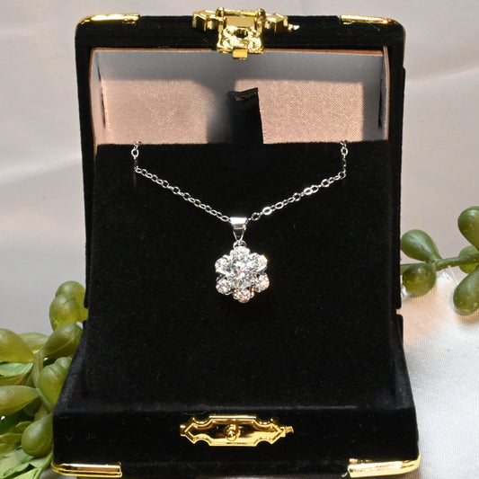 Celestial Charm · 1ct Moissanite Snowflake Necklace · Sterling Silver