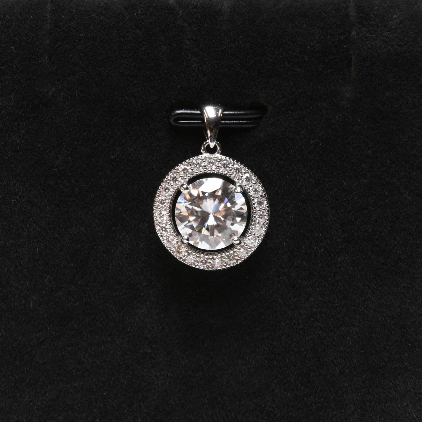 Pure Brilliance · 3.36ct Moissanite Solitaire Pendant with Halo · Sterling Silver
