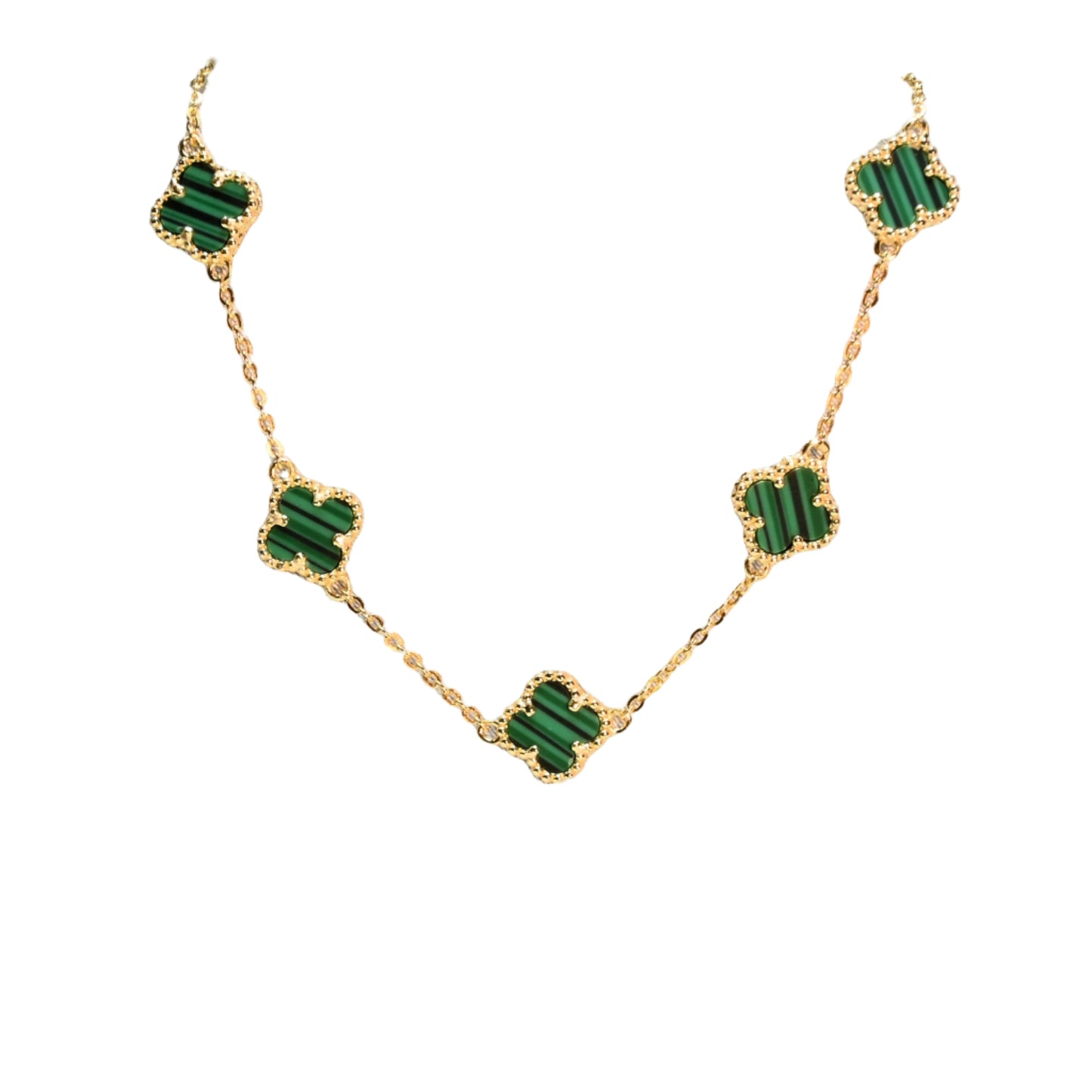 Ever-Bloom · Double-Sided Clover Bracelet · Malachite · 18K Gold Over