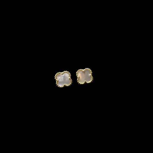 Ever-Bloom · Double-Sided Clover Stud Earrings · Mother of Pearl · 18K Gold Over