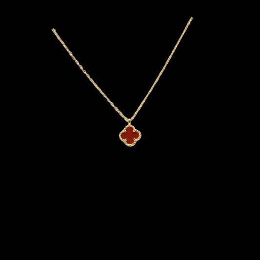 Ever-Bloom · Double-Sided Clover Necklace · Red Enamel · 18K Gold Over