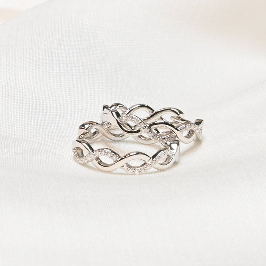 Halo Hoop · Intertwined Moissanite Hoops · White Gold Over Sterling Silver