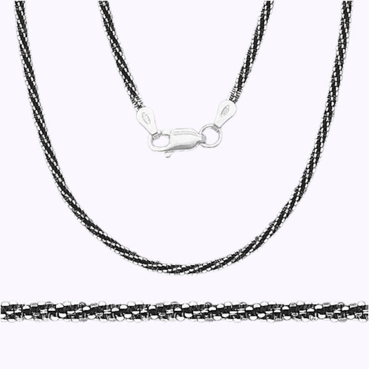 Essential Elegance · Black Rhodium Over Twisted Italian Rock Necklace · 24 in / 2.8 mm
