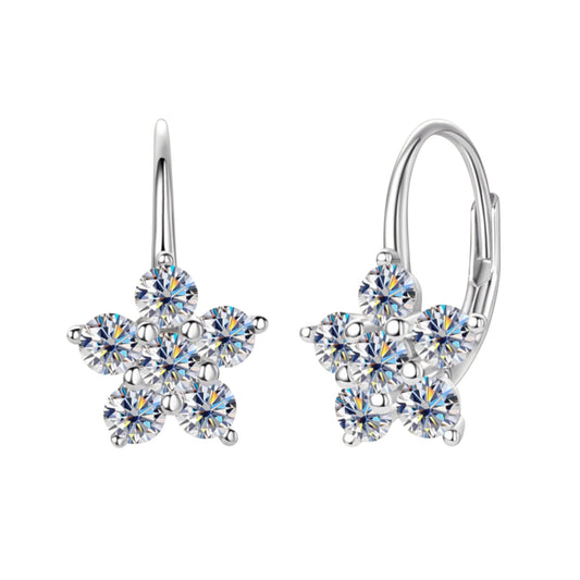 Ever-Bloom · Moissanite Dangle Flower/Star Earrings · 925 Sterling Silver