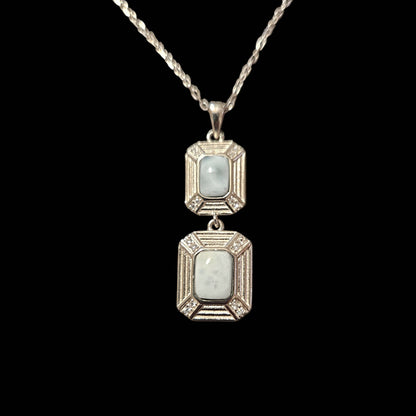 Pure Brilliance · 16–18 in Genuine Larimar 2-Stone Necklace · 925 Sterling Silver