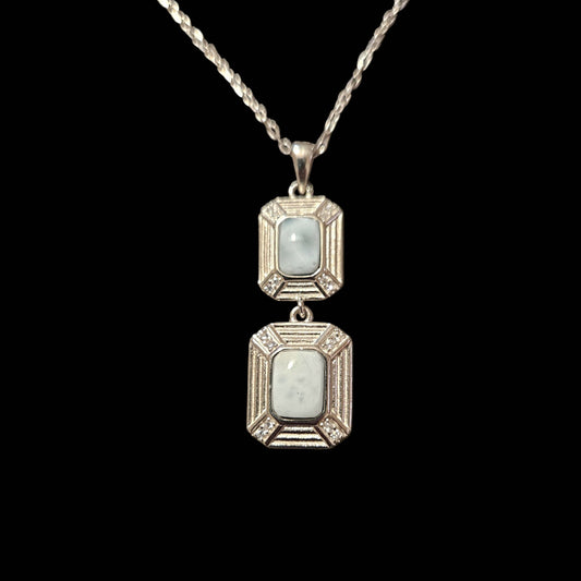 Pure Brilliance · 16–18 in Genuine Larimar 2-Stone Necklace · 925 Sterling Silver