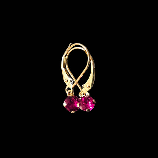 VMA Luxe Vault · 10k Solid Italian Gold Dangle Earrings with Natural Ruby