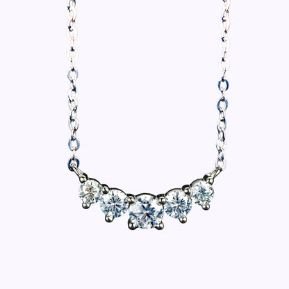 Pure Brilliance · 5-Stone Moissanite Necklace · 3.7mm · 16–18in