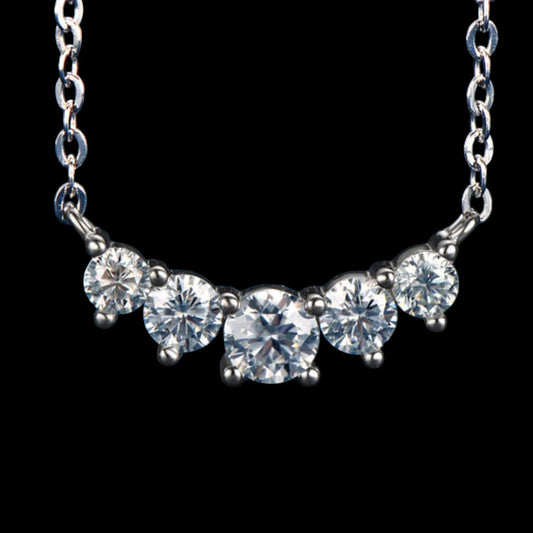 Pure Brilliance · 5-Stone Moissanite Necklace · 3.7mm · 16–18in