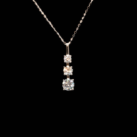Pure Brilliance · 3-Stone Moissanite Necklace · Sterling Silver · 18–20in