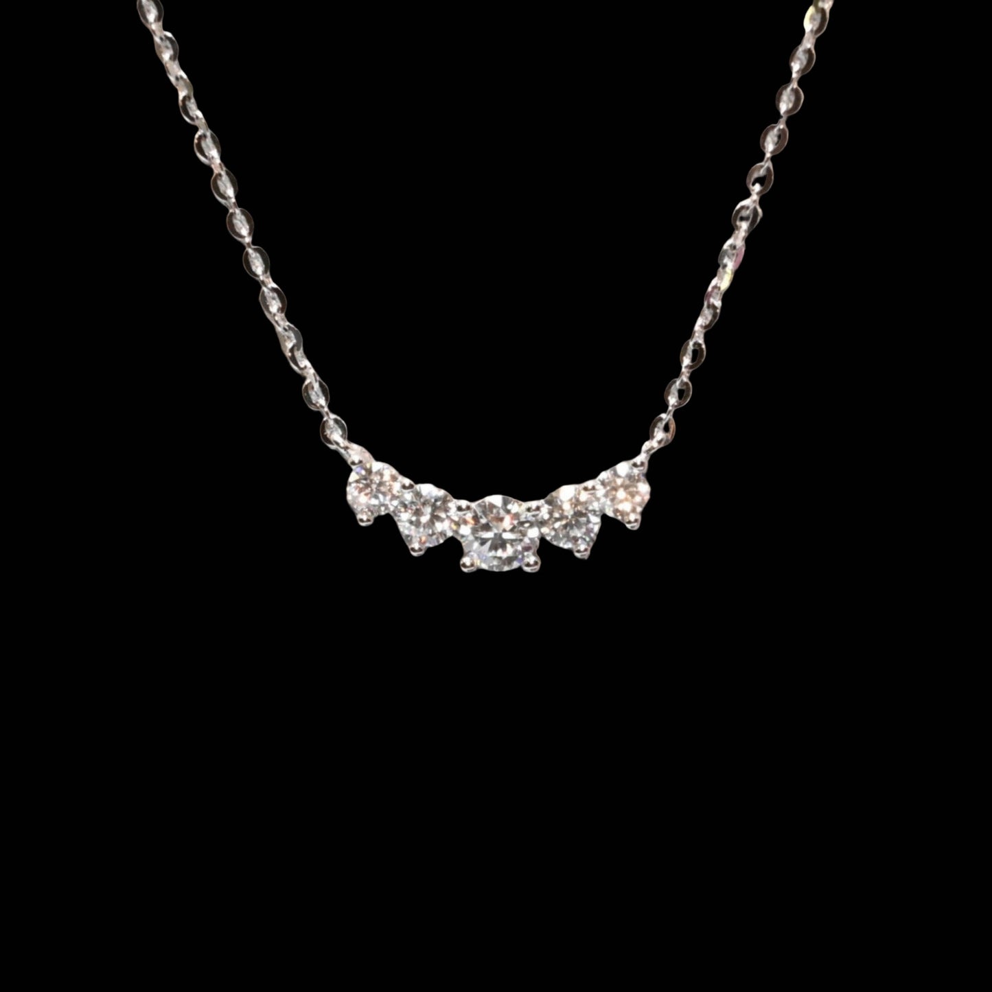 Pure Brilliance · 5-Stone Moissanite Necklace · 3.7mm · 16–18in