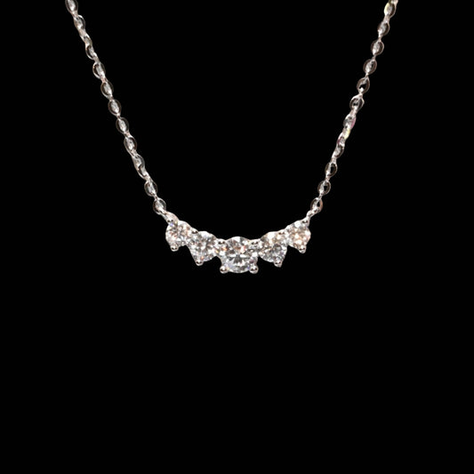Pure Brilliance · 5-Stone Moissanite Necklace · 3.7mm · 16–18in
