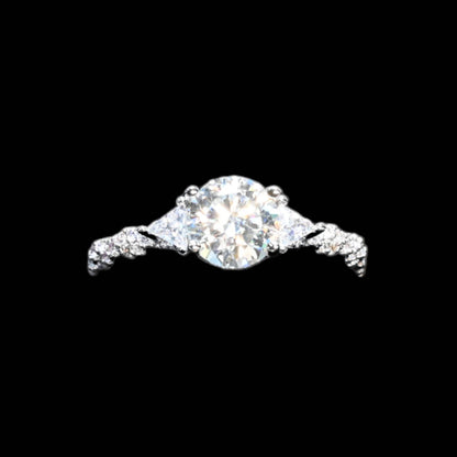 Pure Brilliance · 1.2 ct Solitaire Moissanite Ring with Baguette Accents · 925 Sterling Silver · Size 7