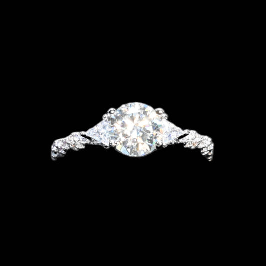 Pure Brilliance · 1.2 ct Solitaire Moissanite Ring with Baguette Accents · 925 Sterling Silver · Size 7