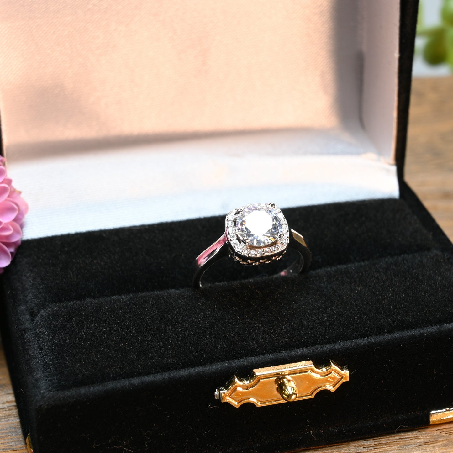 Pure Brilliance · Solitaire Halo Engagement Ring · AAA CZ · Size 6.25 · Sterling Silver