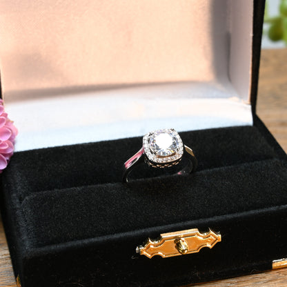 Pure Brilliance · Solitaire Halo Engagement Ring · AAA CZ · Size 6.25 · Sterling Silver