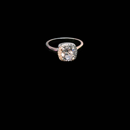 Pure Brilliance · Solitaire Halo Engagement Ring · AAA CZ · Size 6.25 · Sterling Silver