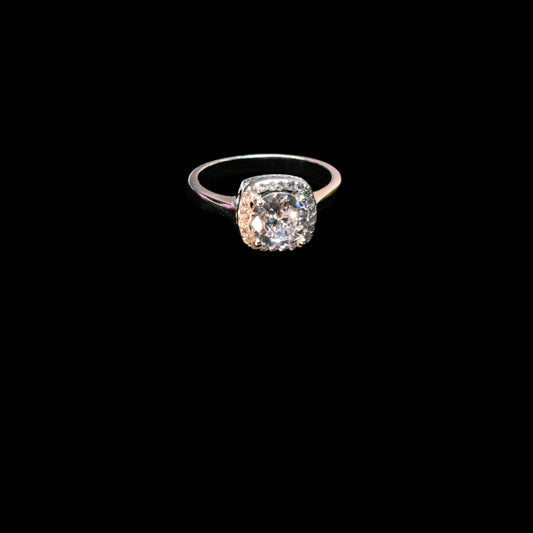 Pure Brilliance · Solitaire Halo Engagement Ring · AAA CZ · Size 6.25 · Sterling Silver