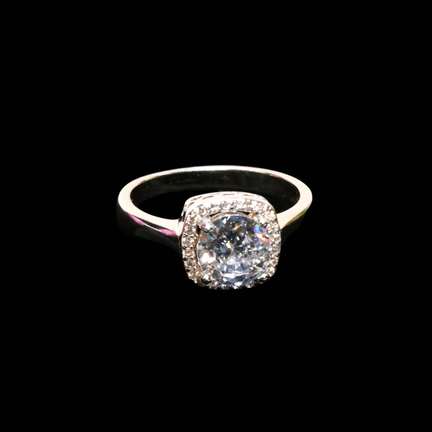 Pure Brilliance · Solitaire Halo Engagement Ring · AAA CZ · Size 6.25 · Sterling Silver