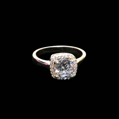 Pure Brilliance · Solitaire Halo Engagement Ring · AAA CZ · Size 6.25 · Sterling Silver