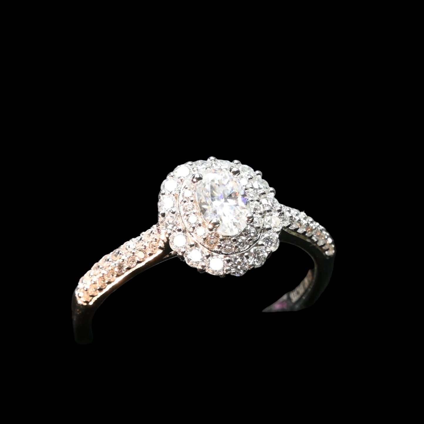 Pure Brilliance · 1ct Moissanite Double Halo Ring with Side Stones · Sterling Silver · Size 9