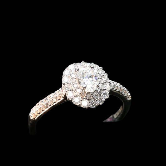 Pure Brilliance · 1ct Moissanite Double Halo Ring with Side Stones · Sterling Silver · Size 9