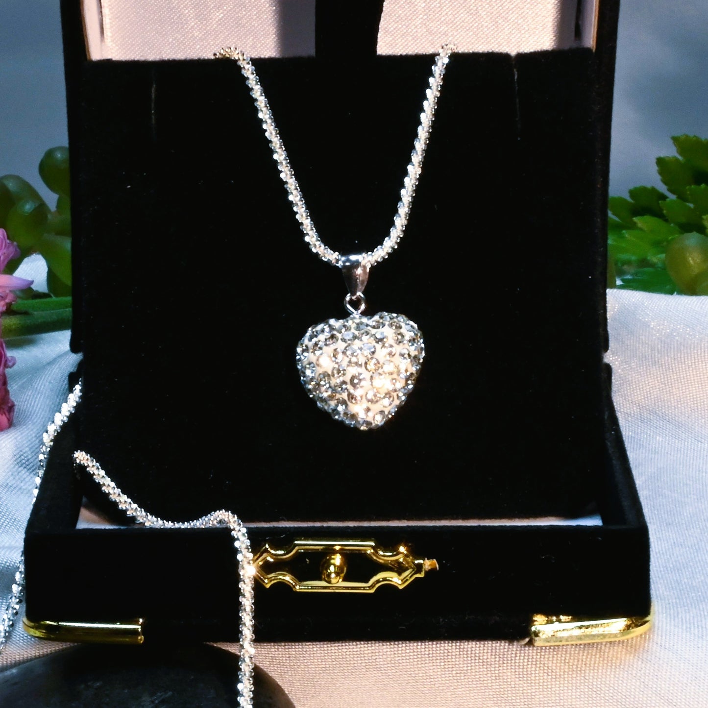 Essential Elegance · Italian Rock Necklace with 3D Heart · Sterling Silver · 16in