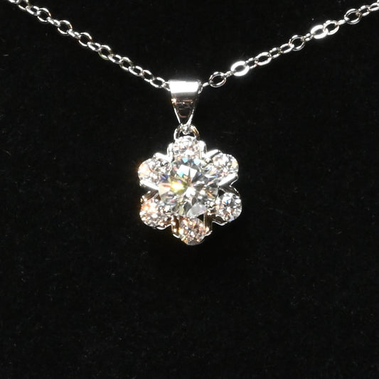 Celestial Charm · 1ct Moissanite Snowflake Necklace · Sterling Silver