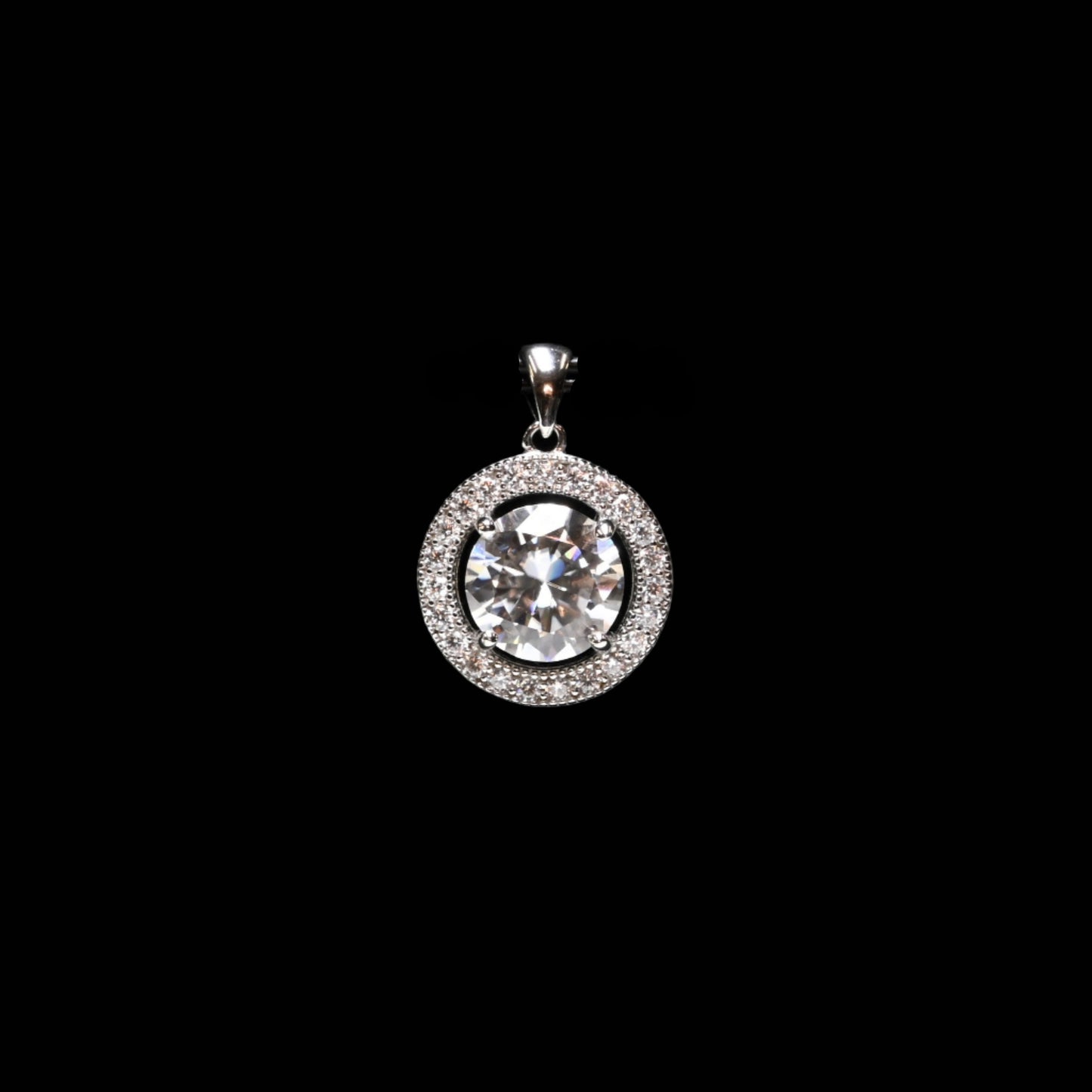 Pure Brilliance · 3.36ct Moissanite Solitaire Pendant with Halo · Sterling Silver