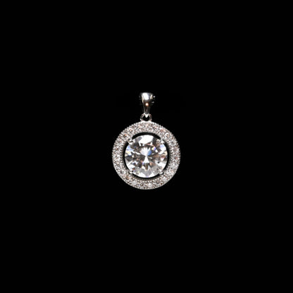 Pure Brilliance · 3.36ct Moissanite Solitaire Pendant with Halo · Sterling Silver