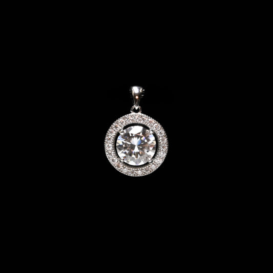 Pure Brilliance · 3.36ct Moissanite Solitaire Pendant with Halo · Sterling Silver