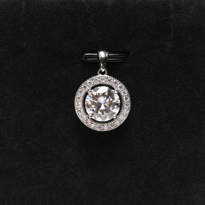 Pure Brilliance · 3.36ct Moissanite Solitaire Pendant with Halo · Sterling Silver