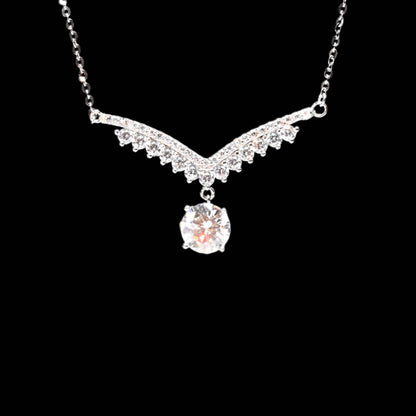 Pure Brilliance · V Swing Moissanite Pendant Necklace · Sterling Silver