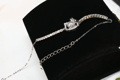 Eternal Glow · 2.5ct Moissanite Hello Kitty Tennis Bracelet · Adjustable · Sterling Silver