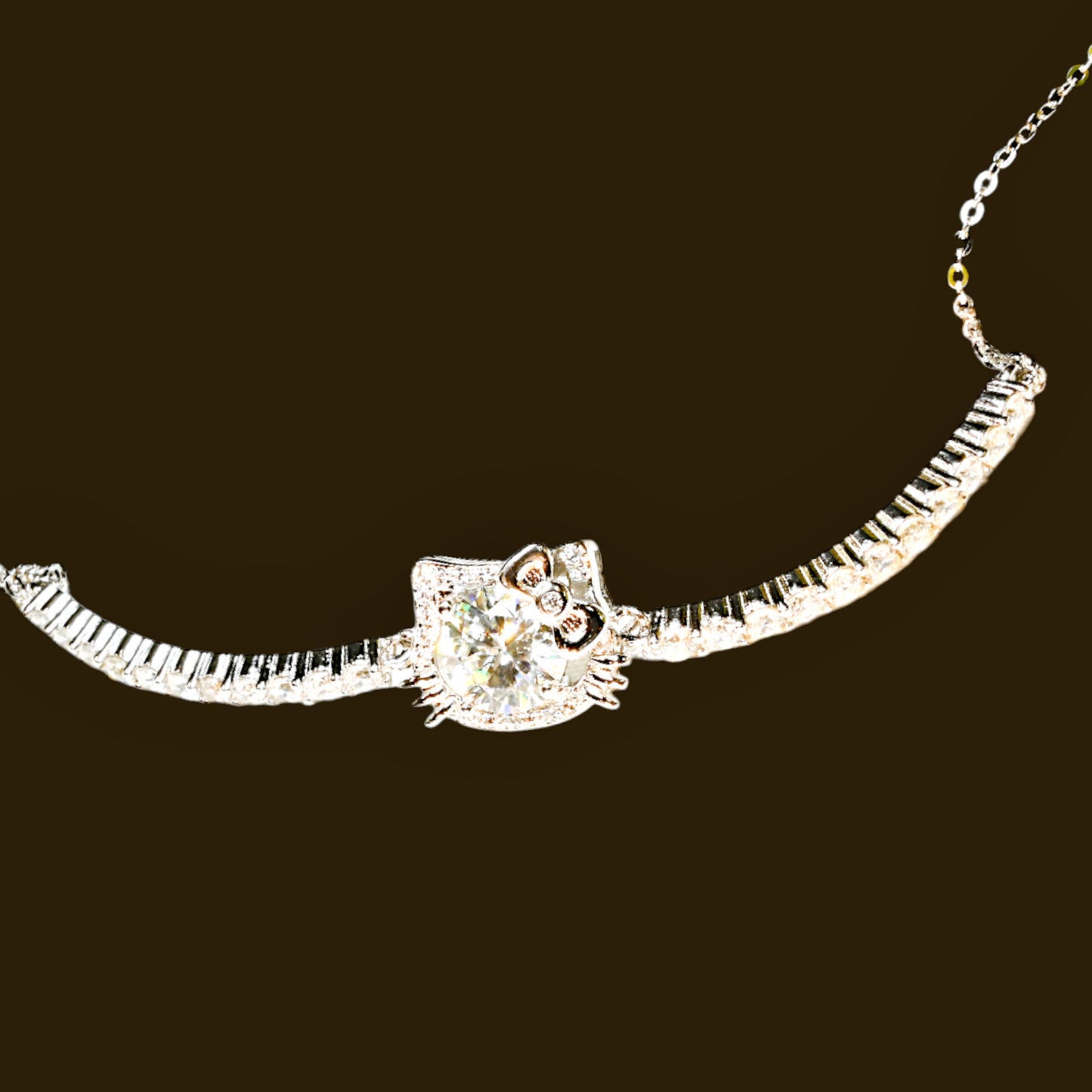 Eternal Glow · 2.5ct Moissanite Hello Kitty Tennis Bracelet · Adjustable · Sterling Silver