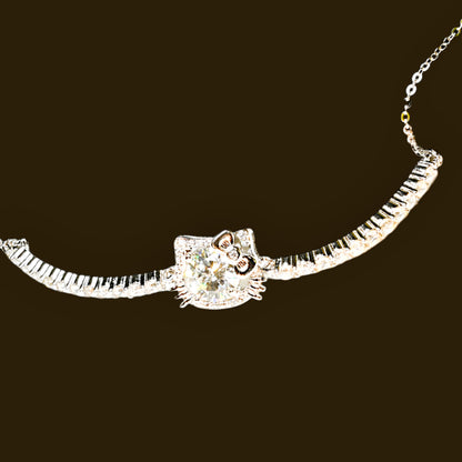 Eternal Glow · 2.5ct Moissanite Hello Kitty Tennis Bracelet · Adjustable · Sterling Silver