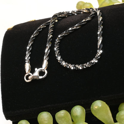 Essential Elegance · Twisted Italian Rock Anklet · Black Rhodium Over Sterling Silver · 10in