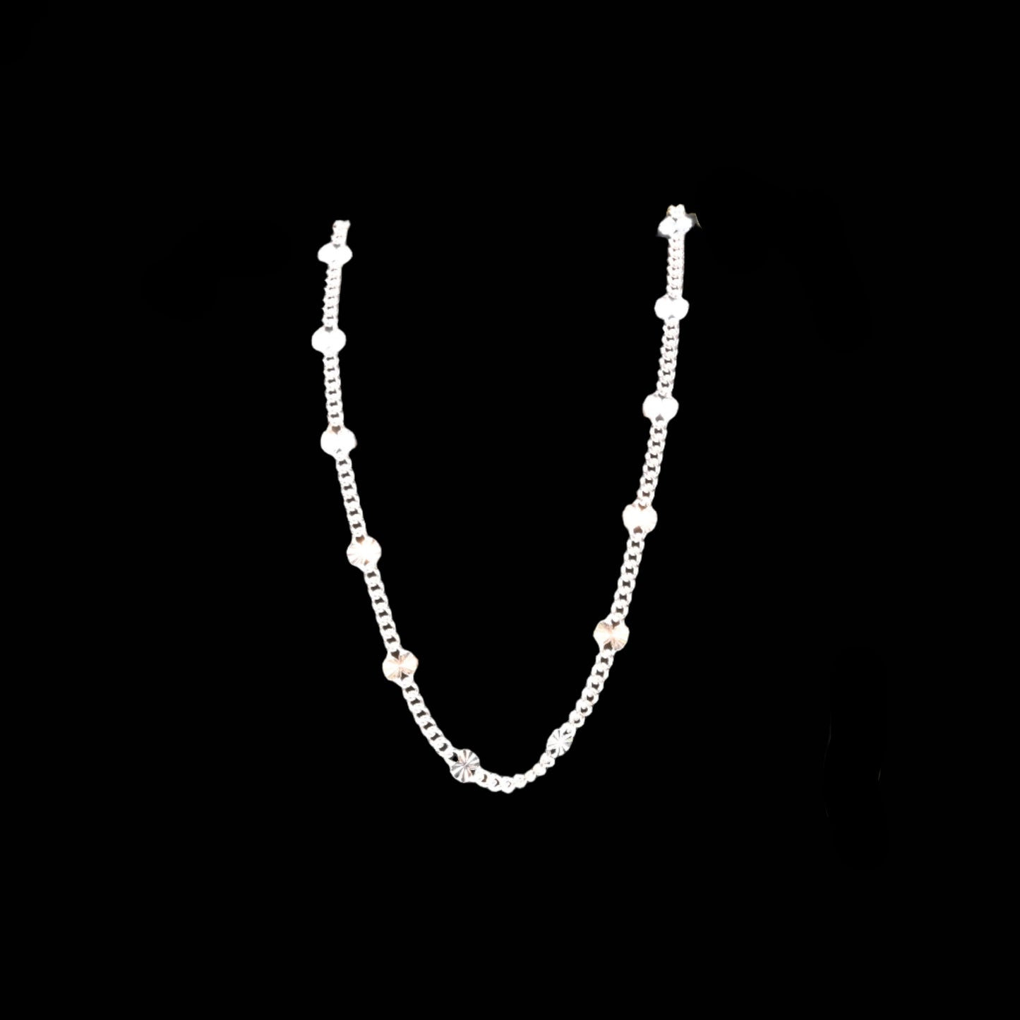 Essential Elegance · Starburst Diamond-Cut Anklet · Sterling Silver · 10in