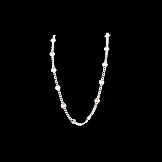 Essential Elegance · Starburst Diamond-Cut Anklet · Sterling Silver · 10in