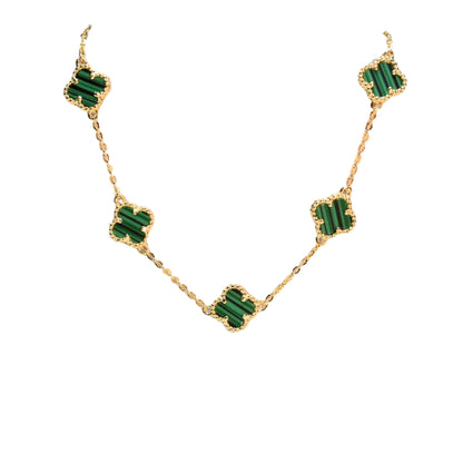 Ever-Bloom · Double-Sided Clover Bracelet · Malachite · 18K Gold Over