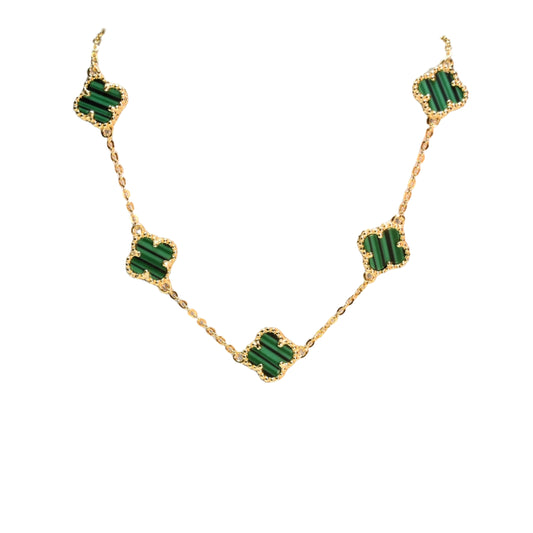 Ever-Bloom · Double-Sided Clover Bracelet · Malachite · 18K Gold Over