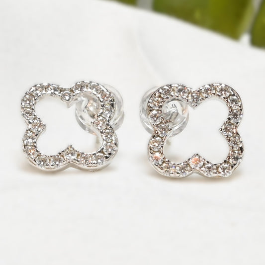 Ever-Bloom · Open Clover Moissanite Earrings · 10mm · Sterling Silver