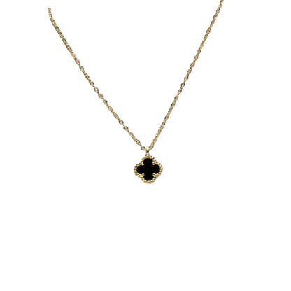 Ever-Bloom · Double-Sided Clover Necklace · Black Enamel · 18K Gold Over