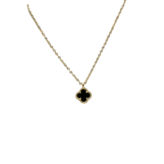 Ever-Bloom · Double-Sided Clover Necklace · Black Enamel · 18K Gold Over